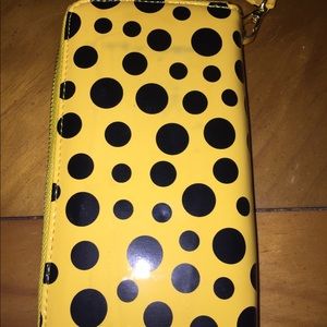 Yellow and black Polka dot wallet